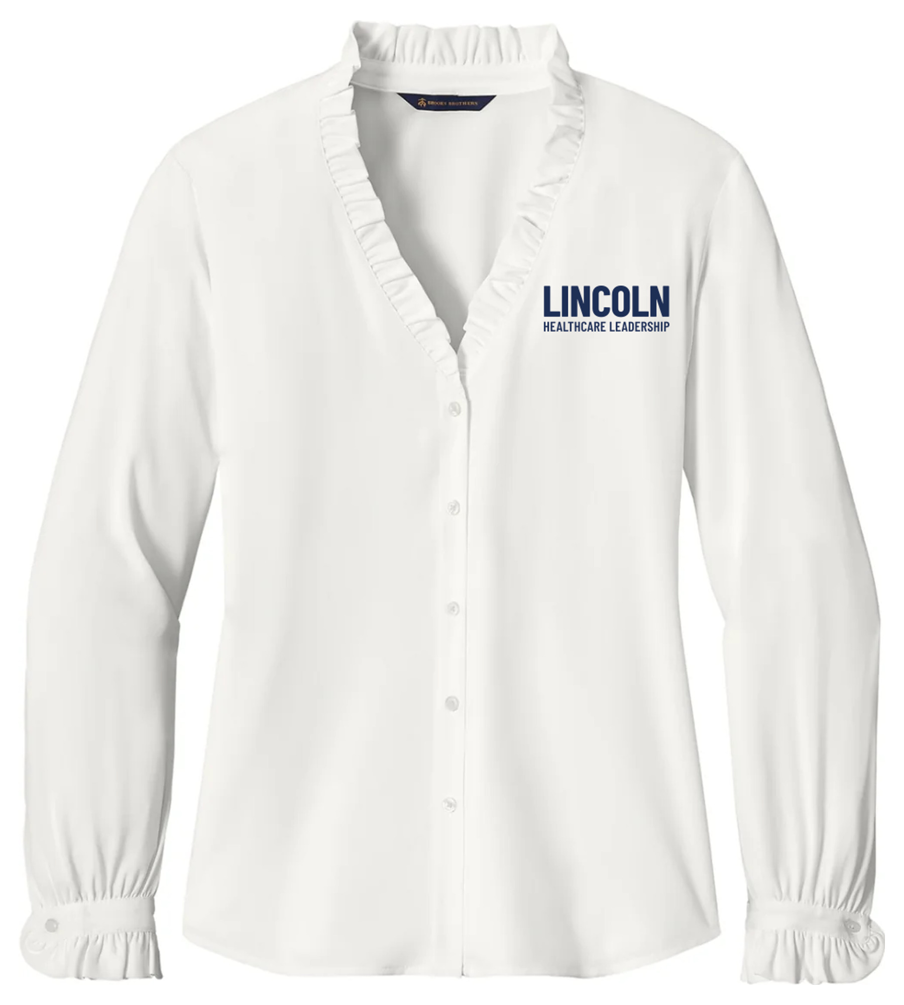 Brooks Brothers Women's Long Sleeve Ruffle Collar Blouse